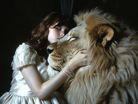 Girl and lion