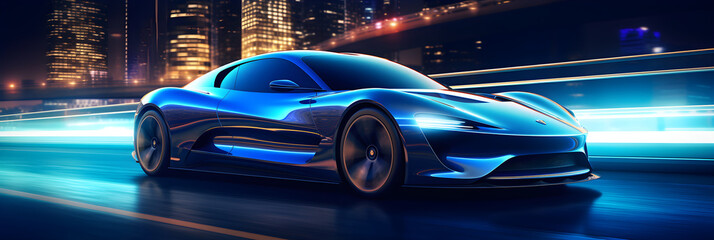 CG Representation of a Sleek, Modern Sports Car against an Urban Background