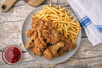 fried chicken with french fries
