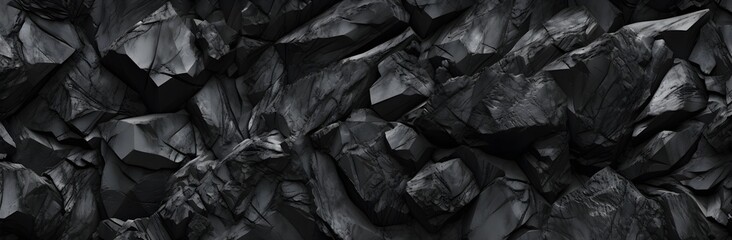 Dark aged shabby cliff face divided by huge cracks and layers. Coarse, rough gray stone or rock...