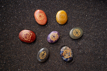 Seven chakras healing crystals. Witchcraft, herbal medicine and healing, Magic healing Rock for...