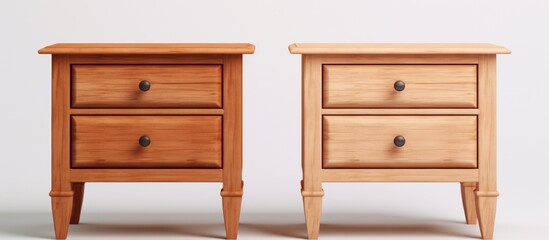Wooden nightstand on a white backdrop