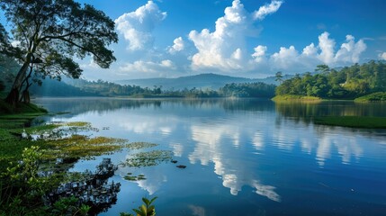 Lake on Sri Lanka, beautiful natural background