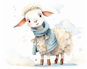 A sweet cartoonish lamb