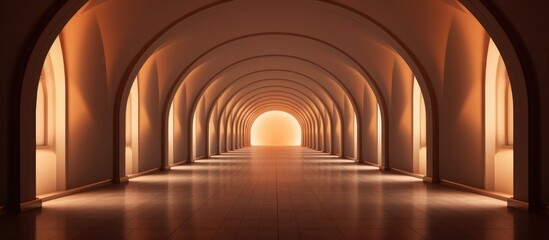 Fototapeta premium Interior Architecture with Illuminated Empty Arched Passageway