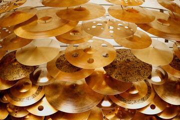 Diverse Collection of Cymbals in Detail - A Study of Textures and Finishes