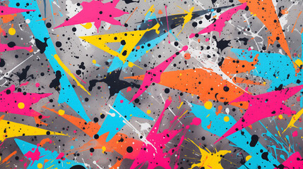 colorful splatters on a background, in the style of brightly colored graffiti-esque