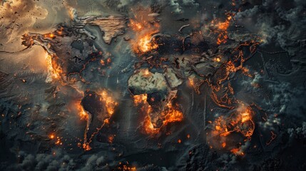 Fototapeta premium map of all continents with countries bombed by nuclear bombs