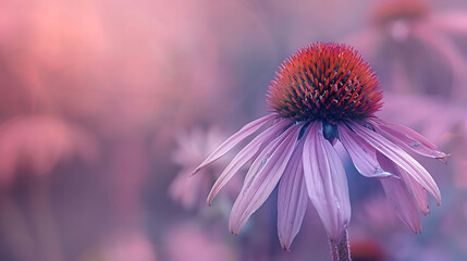 the intricate details of a single echinacea cone against a soft, blurred background - obrazy, fototapety, plakaty