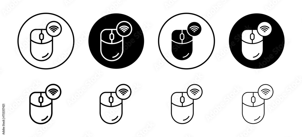 Aufkleber wireless mouse vector icon set collection. wireless mouse outline flat icon.