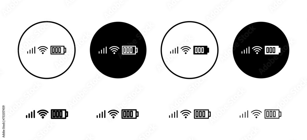 Poster status bar vector icon set collection. status bar outline flat icon.