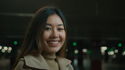 Happy joyful Asian multiethnic girl chinese korean woman japanese businesswoman driver portrait...
