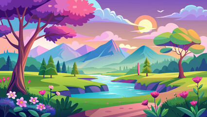 beautiful-gradient-spring-landscape vector background 