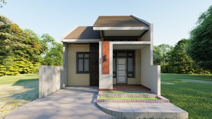 3D Rendering Illustrations of A Small House in the Woods-House Exterior