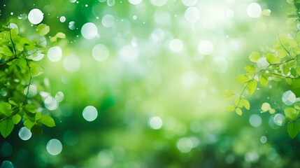 Fototapeta premium 雨の水滴のような玉ボケと植物のイメージ背景