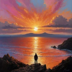 Foto op Canvas sunset on the coast © Doodles