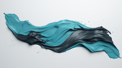 Dynamic 3D Render of Teal and Black Paint Flowing Across a Canvas