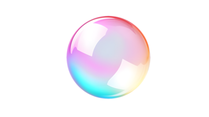 Pink soap bubble isolated on transparent background