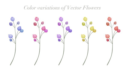 Color variation of berries set. Colorful berry vector illustration. 