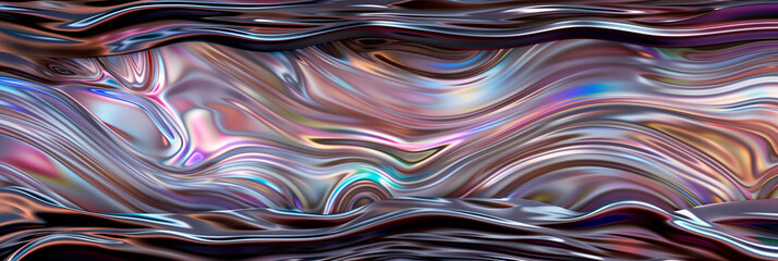 Hypnotic waves of metallic sheen in a fluid abstract pattern