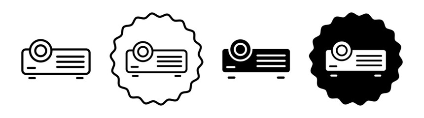 Projector set in black and white color. Projector simple flat icon vector
