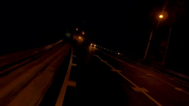 January 12, 2024 - Patong, Phuket Thailand. Driving through the outskirts of Patong and into the city on a quiet night.