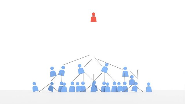 ponzi pyramid scheme white collar crime 3d animation representation. Can be used to represent organizational corruption bankruptcy, multilevel scam or hierarchy collapse