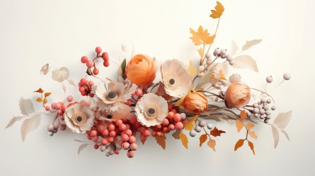 Autumn photo pastel composition made of beautiful flowers
