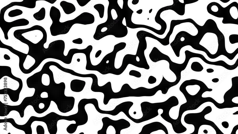 Poster Animated wavy line motion graphic background. Seamless looped Abstract motion graphic, Abstract moving topographic map lines. Moving wavy line striped