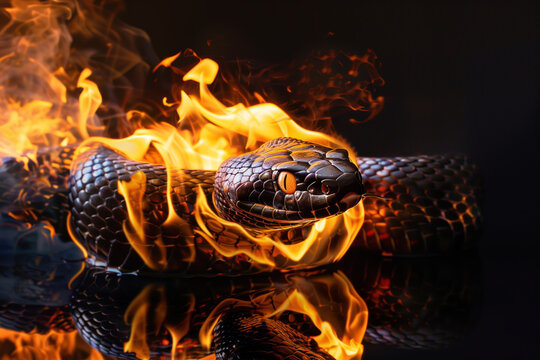 Fiery Serpent: A Snake Engulfed in Flames