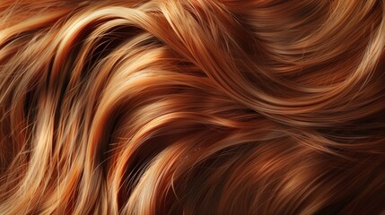 A detailed look at vibrant red hair strands. - obrazy, fototapety, plakaty