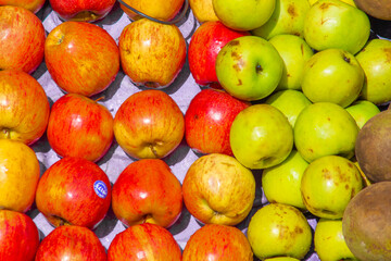 Medellin, Antioquia, Colombia. November 25, 2022. Fruit sales green and red apples