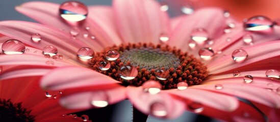 Abstract macro photo Artistic flower with water drops background