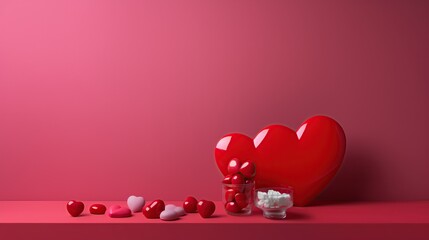 Valentine's Palette: In this high-resolution image, minimalist elements showcase the essence of love with striking colors on Valentine's Day
