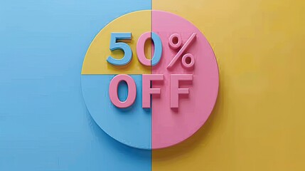 Split Colored Background with 50% Off Sign