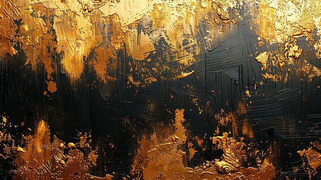Art vector illustration with golden texture. Oil on canvas. Brushstrokes of paint. Modern Art. Prints, wallpapers, posters, cards, murals, rugs, hangings, prints