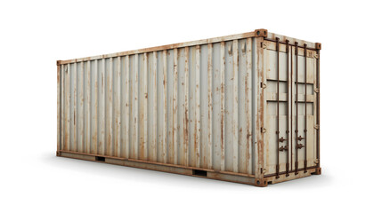 Rusty Blue Shipping Container Isolated on White