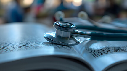 Stethoscope on an Open Medical Textbook