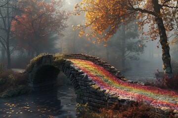 The Bridge to Enchantment: A Hidden Path Through a Landscape Cloaked in Autumn's Embrace