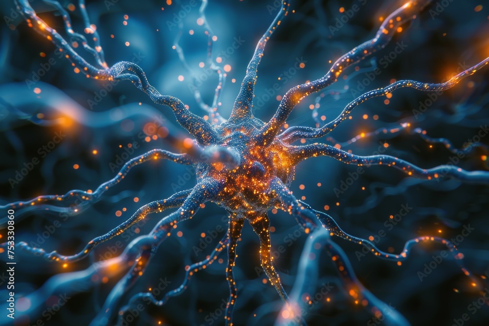 Poster nerve cell. background with selective focus and copy space