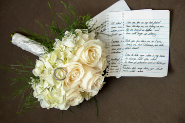 Wedding Bouquet With Rings And Vows