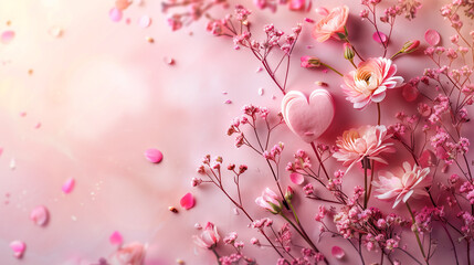 pink flowers Mother`s Day Background with copy space