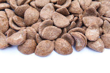 Chocos close-up view white background 