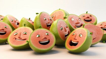 Dry guava slices illustrated by a 3D character