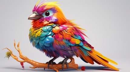 Obraz premium Exotic and Colorful 3D Bird Species cute face