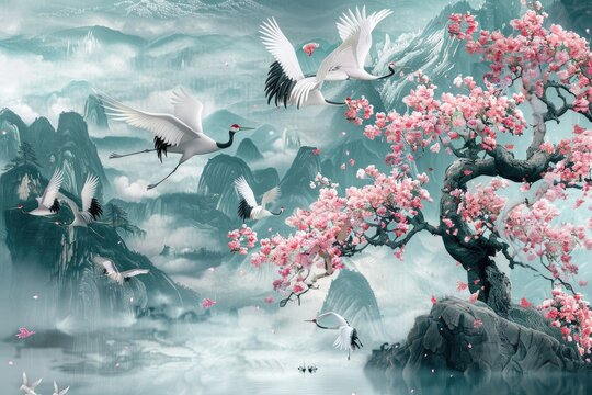 landscape with birds