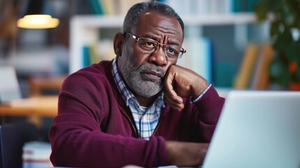 Man works on a laptop