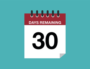 30 days remaining. Remaining calendar days, time counter