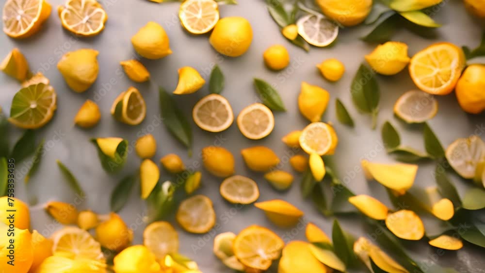 Poster bunch of lemons on a table generative ai