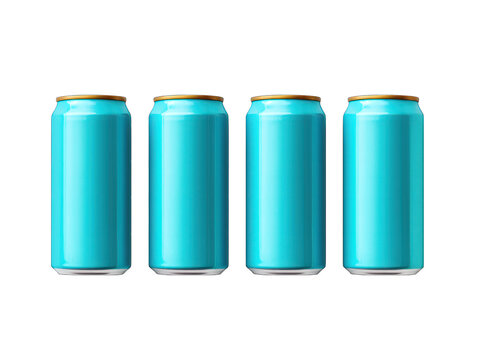 Set of blue soda can isolated on transparent background, transparency image, removed background